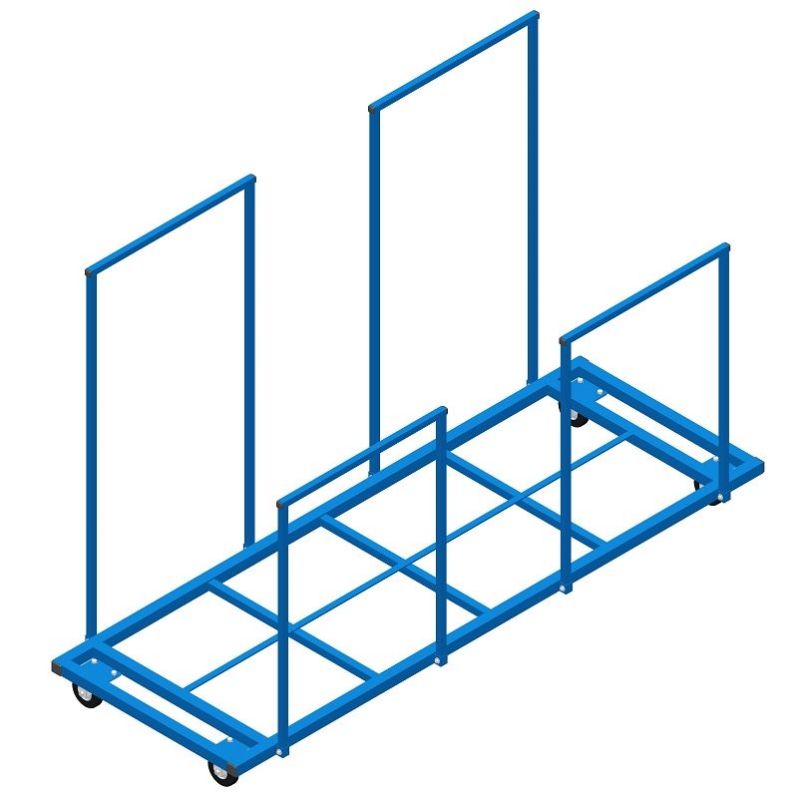 Chariot de transport vertical avec rambardes de maintienpour tapis
