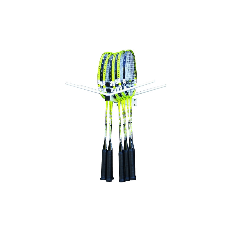 Fixation murale pour 20 raquettes badminton