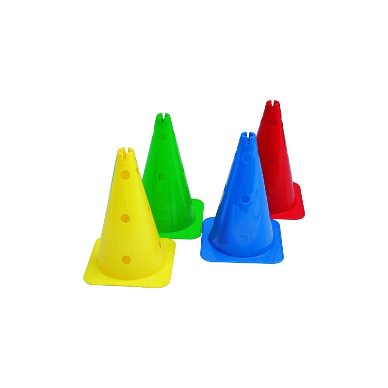 Cônes multijeux a trous avec encoches hauteur 37 cm - lot de 4