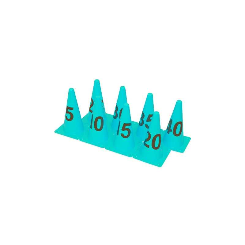 Cones hauteur 30cm numerotes de 5 a 40lot de 8